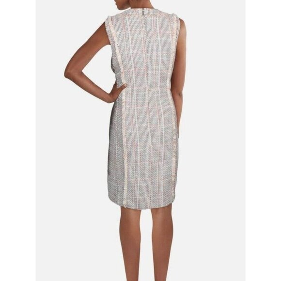 Karl Lagerfeld Paris Womens Pink Metallic Tweed Cocktail Dress 8 - Picture 2 of 12